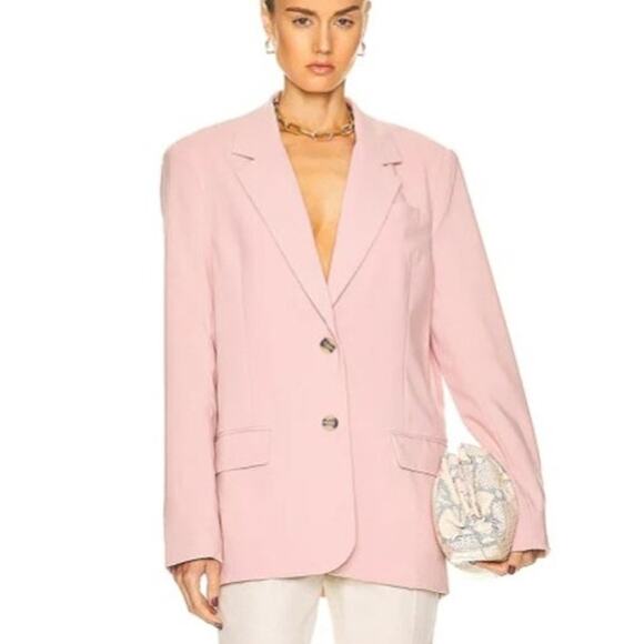 REMAIN Birger Christensen Symone Blazer 36 US 4 Pink Peach Skin Woven Career NWT - Picture 1 of 13